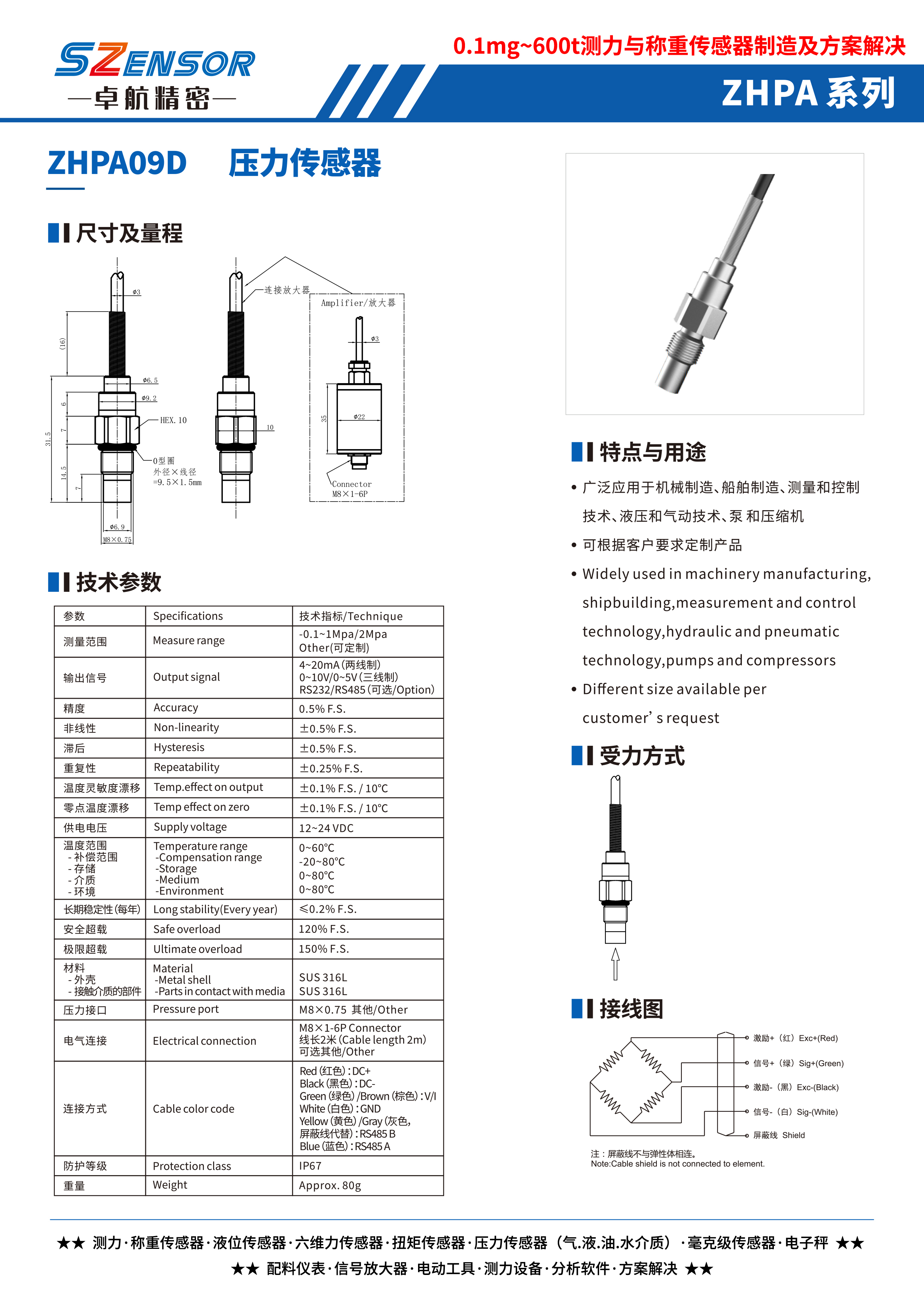 腔体压力传感器 ZHPA09D