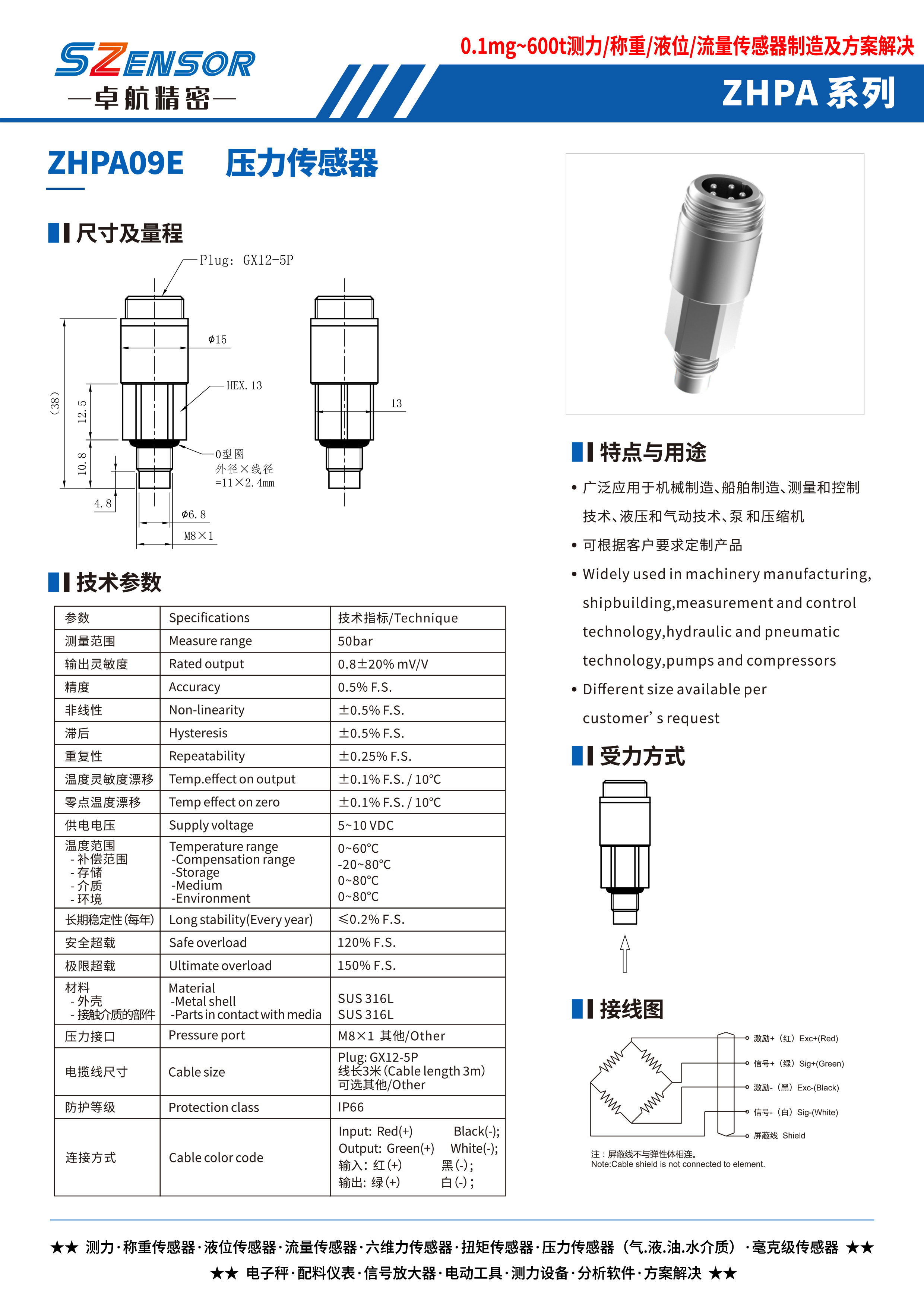 腔体压力传感器 ZHPA09E