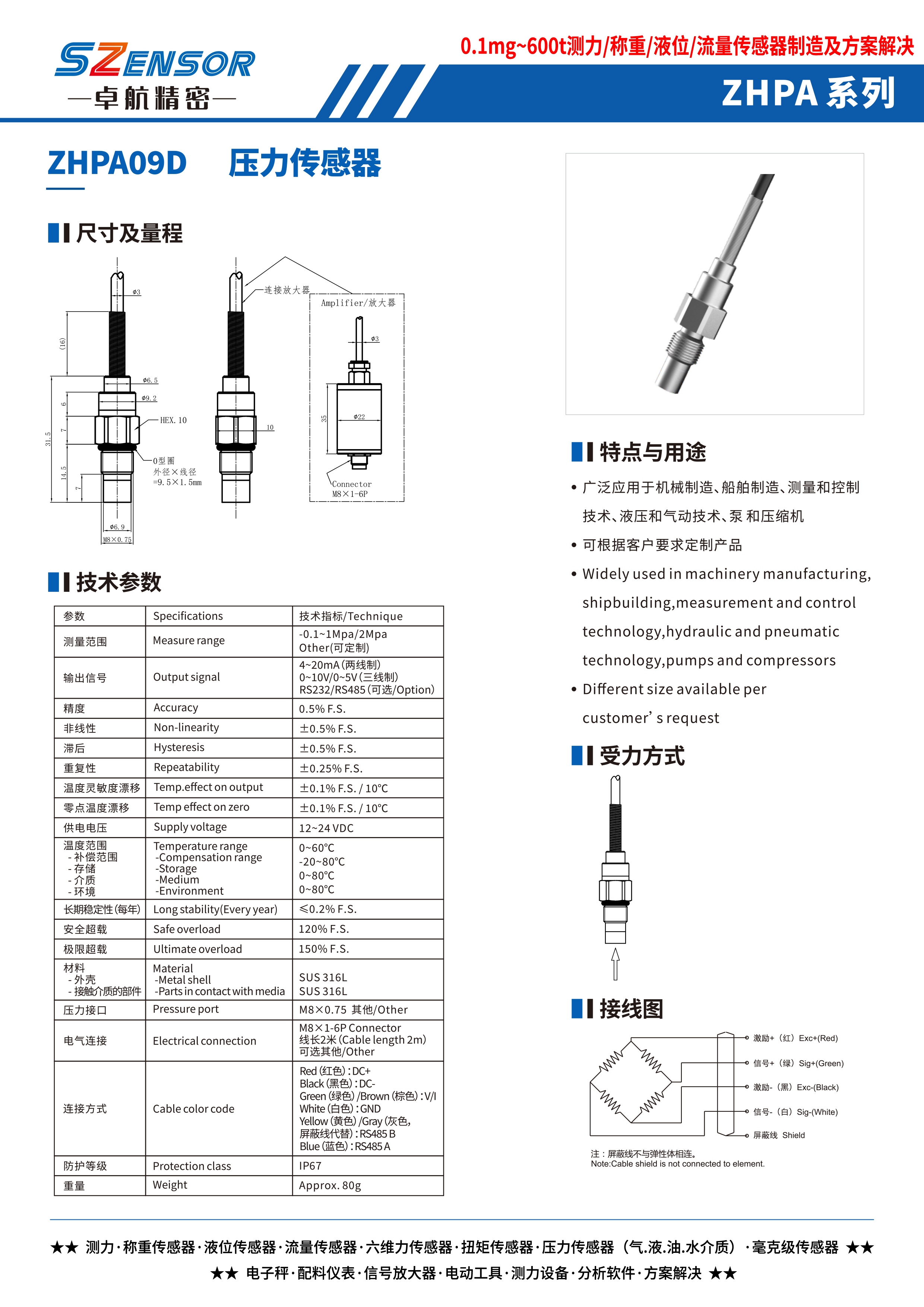 腔体压力传感器 ZHPA09D